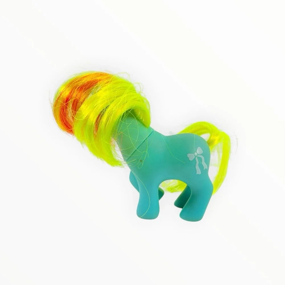 Vintage G1 My Little Pony BBE Baby Ribbon Blue Yellow Orange Hasbro‎ 1985 Flaws